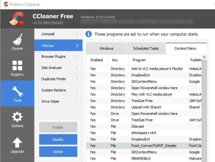 حذف برنامه های منوی کلیک راست با CCleaner | تعمیر لپتاپ
