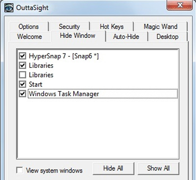 استفاده از OuttaSight برای مخفی کردن برنامه‌های در حال اجرا - خدمات کامپیوتری تلفنی