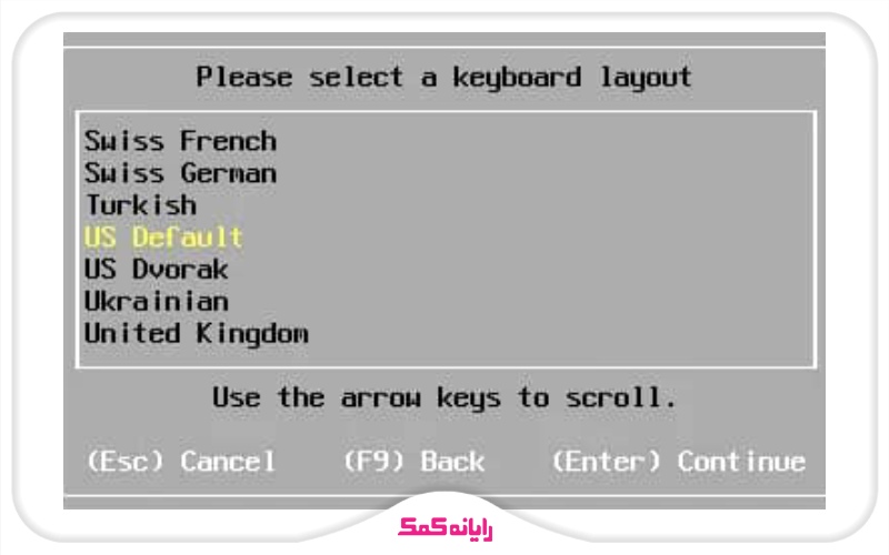 راهنمای نصب ESXi از روی فلش | انتخاب زبان | رایانه کمک