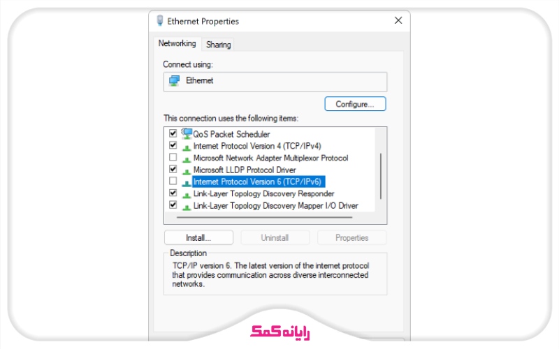 برداشتن تیک گزینه IPv6 | رایانه کمک