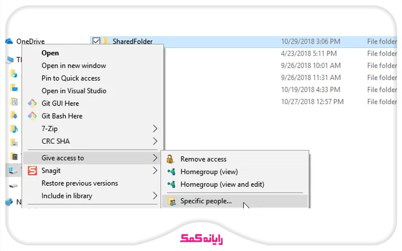 شیر کردن فولدر در ویندوز 10 با استفاده از گزینه Give access to | رایانه کمک