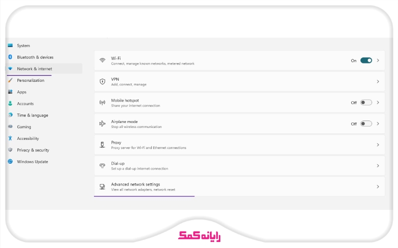 فعالسازی کارت شبکه از setting ویندوز 11 | رایانه کمک